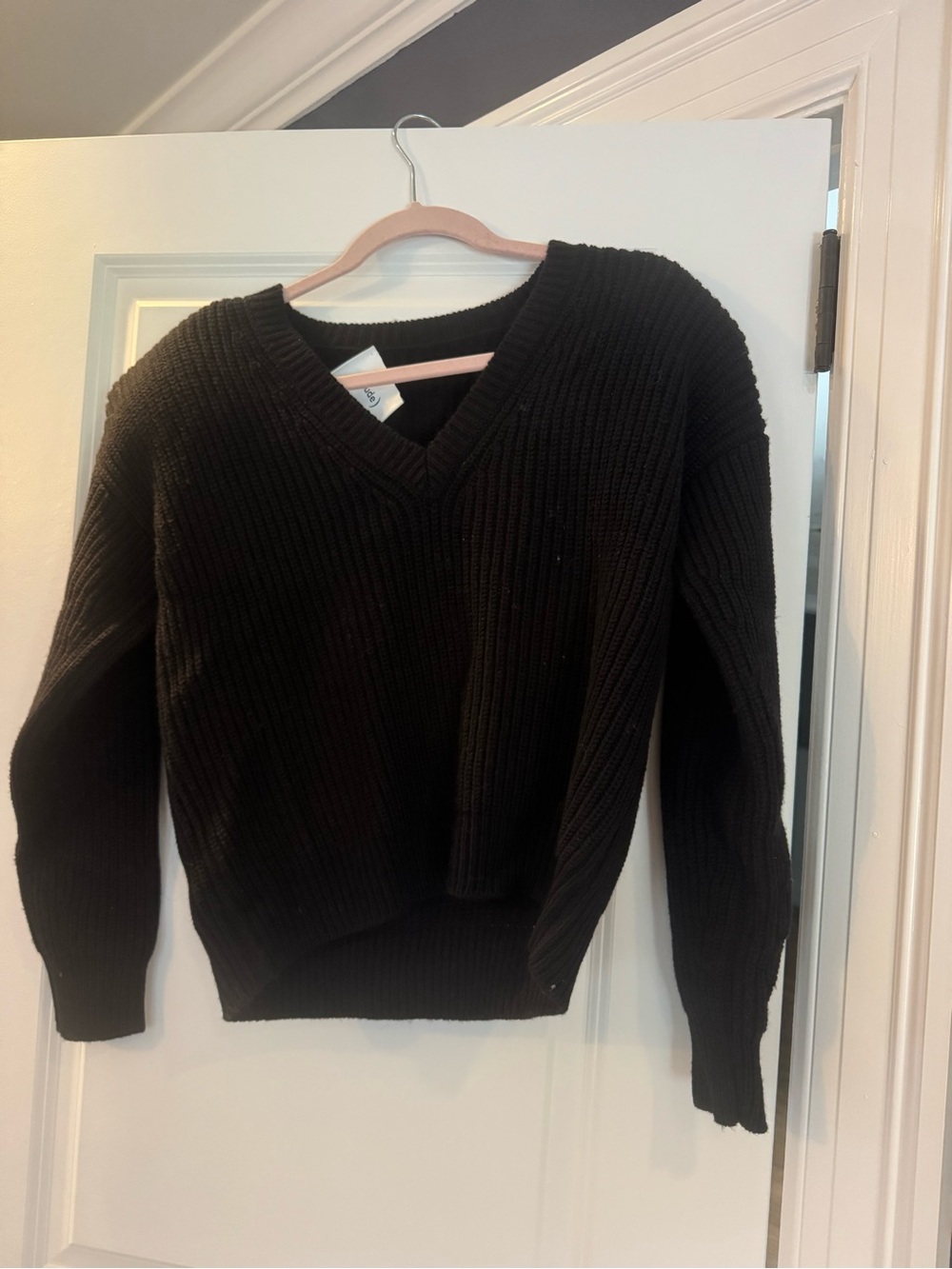 Classic V-Neck Ribbed Sweater with padded shoulders